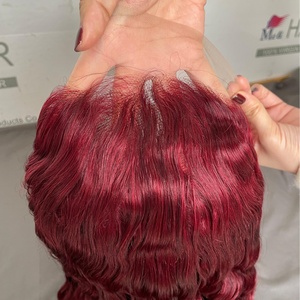 Perruques Lace Front 13x4 99J en Cheveux Humains, Densité 180%, Dentelle Transparente, Pré-Pluckées, 4 Textures Disponibles - Product Image 1