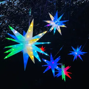户外商用圣诞礼品玩具装饰品USB蓝牙烟火RGB发光二极管圣诞树摩拉维亚星星图案灯