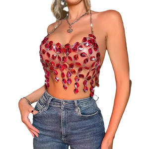 Sexy Halter Rhinestone Strap <strong>Top</strong> Women Club Wear <strong>See</strong> <strong>Though</strong> Vest tank <strong>Tops</strong> - Product Image 3