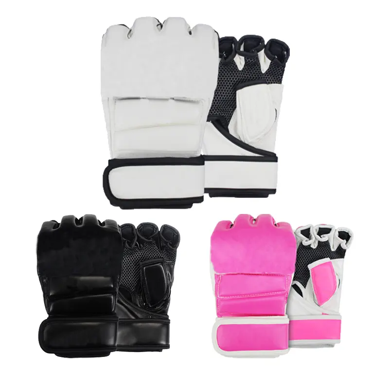 Hoge Kwaliteit Pu Leer Fitness Gym Training Ufc Mma Sparring Halve Vinger Bokshandschoenen