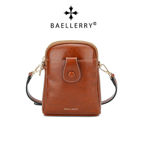 กระเป๋าสะพายข้างผู้หญิง Baellerry ทรงสี่เหลี่ยมแนวตั้ง หนังเคลือบน้ำมัน ช่องใส่ของด้านหน้าแบบฝาปิด กระเป๋าใส่โทรศัพท์แบบพกพา สีน้ำตาล - Product Image 5