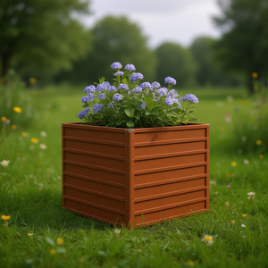 Fioriera Quadrata in Acciaio Corten per Giardino, Vaso Rustico Marrone per Piante da Esterno - Product Image 2
