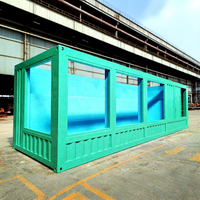 Piscine Conteneur Préfabriquée Populaire de 40 Pieds en Structure Acier avec Grandes Fenêtres en Verre, Design Industriel, Écologique, Garantie 2 Ans