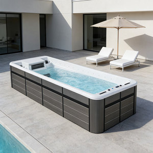 Piscina sobre suelo con sistema de natación contracorriente sin fin, spa grande para exteriores, sistema de entrenamiento, <span class=keywords><strong>construcción</strong></span> con estructura de acrílico. - Product Image 5