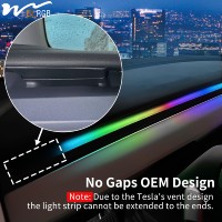Lampu Strip Dashboard RGBIC Pintar Tesla Model 3/Y 2021-2025 Tahan Air Fleksibel LED Strip Pencahayaan Ambient Kontrol Aplikasi USB