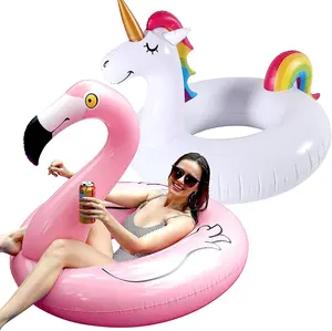 2 Pack 42 ''Inflável Piscina Flutuadores Flamingo Unicorn Swim Tube Rings Natação Brinquedos Lago e Praia Float Verão