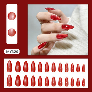 <span class=keywords><strong>Faux</strong></span> Ongles à Presser Effet Œil de Chat <span class=keywords><strong>Bordeaux</strong></span> 30 Pièces Marque Privée, Ongles Scintillants <span class=keywords><strong>Rouge</strong></span> Cerise, Fourniture d'Usine - Product Image 5