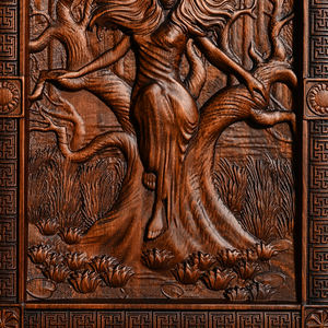 Panneau en <span class=keywords><strong>bois</strong></span> sculpté <span class=keywords><strong>Mara</strong></span> Goddess, Plaque murale avec figure féminine Forêt sous la lune, Bordure en nœuds, Décoration gothique en <span class=keywords><strong>bois</strong></span> sculpté pour la maison - Product Image 5
