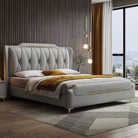 Lit intelligent capitonné en cuir PU de 180 cm, cadre en bois, luxe moderne, avec rangement, prix de gros abordable