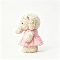 Jolie jupe en peluche éléphant bouclée esthétique avec volants en dentelle, douce et moelleuse, jouet en peluche éléphant mignon et adorable