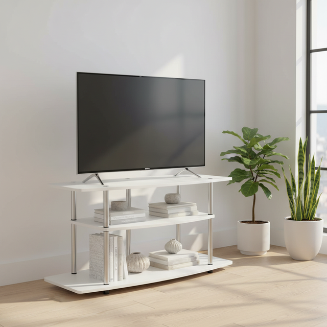 Modern Luxury Wooden TV Stand Floor Mount Cabinet Storage Function Panel Design Adjustable Height Fits 65"+ TVs Living Room Home