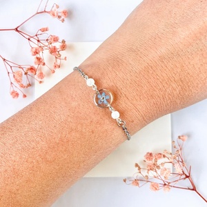 New Design Forget <strong>Me</strong> Not Pressed Dried Flower Epoxy Resin Bracelet with Pearls Valentine's Day Gift - Product Image 4