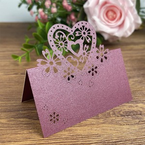 Laser-cut 3D Heart-shaped Paper <b>Table</b> Name <b>Cards</b> for Wedding Birthday Banquet Parties Eco-friendly Decoration Direct Sales - Product Image 2