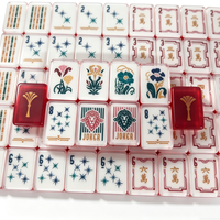Jeu de Mahjong Complet Personnalisé Rouge Ginkgo en Acrylique Frotté à la Main, Style Américain/Western, Boîte en Carton, pour Soirées de Jeu en Famille et Adultes