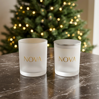 Pot à bougie en verre dépoli avec logo personnalisé, gobelet à bougie vide avec couvercle métallique pour cadeau de Noël, pots à bougies de luxe avec couvercles