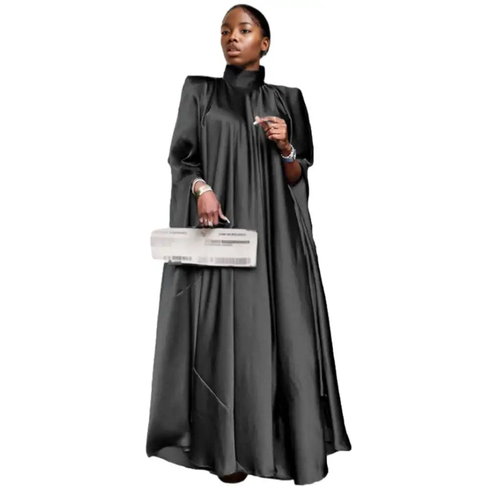 C1104TA33 थोक मुस्लिम शैली आकस्मिक ठोस रंग ढीला लंबी पोशाक के लिए महिलाओं Sehe फैशन