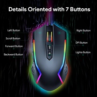 Souris de jeu optique programmable à 7 touches, sans fil et filaire, de haute qualité, OEM, éclairage, vente en gros, chroma RGB, 7200 DPI