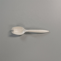 Fourchettes-cuillères jetables blanches, lot de 50, sans BPA, robustes, pour les déjeuners scolaires, les pique-niques, la restauration