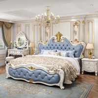 Muebles de Dormitorio Clásicos y Económicos, Estilo Europeo Moderno Minimalista, Cama de Madera Maciza de Lujo con Respaldo Suave y Almacenamiento