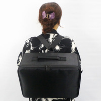 Trousse de maquillage professionnelle étui de voyage cosmétique Portable grand étui à outils de barbier de stockage de vernis à ongles avec ceinture d'épaule