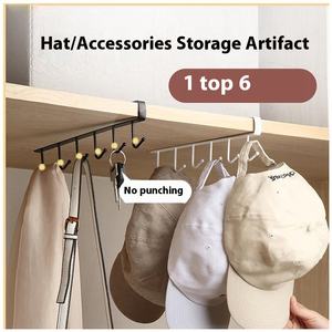 מתלה אחסון פלדה רב-שורה עבור מתלה גימור חינם במטבח עם וו שש שורה עבור כלים ארון ארון - Product Image 2