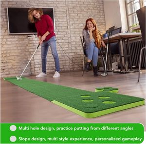Alfombra de Práctica de Golf GVM al por Mayor, Césped Artificial de PP + Material EVA, Color Verde, Mini Alfombra de Golf con Hoyos, Putters y Pelotas para Interiores - Product Image 2