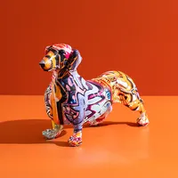 रचनात्मक भित्तिचित्र कला डेको राल मूर्ति जल अंतरण Dachshund कुत्ते आभूषण