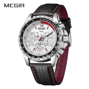 MEGIR Uhr 1010 Herren Quarz Top Marke Luxus Herrenmode Casual Luminous Water proof Clock Leder Armbanduhren für Herren