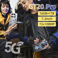 Smartphone 5G GT20 Pro 7,3 pouces Android 14 Écran HD grand format Processeur Deca Core Charge rapide 65W pour le jeu