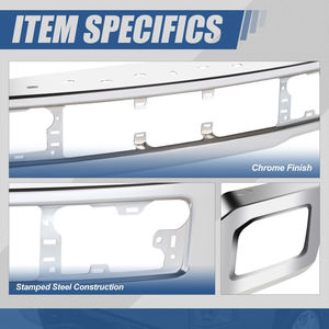 फ्रंट बम्पर प्रभाव फेस बार फोर्ड F-150 (गैर रैप्टर मॉडल) 2018-2020, पॉलिश क्रोम के साथ संगत क्रोम - Product Image 4