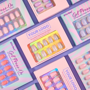 Kit de Uñas Postizas Cortas Lisas al por Mayor, Uñas Artificiales de Gel Suave a Granel, Uñas Falsas de Marca Privada con Pegamento - Product Image 1