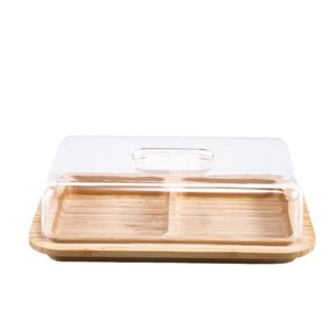 Plateau de service en bambou avec couvercle pour le stockage des aliments et la présentation du petit-déjeuner 30x20cm - Product Image 4