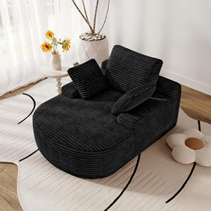 <span class=keywords><strong>Sofa</strong></span> Tunggal Atunus Nordic Kain <span class=keywords><strong>Corduroy</strong></span> Hitam, Furnitur <span class=keywords><strong>Sofa</strong></span> Santai untuk Kamar Tidur Ruang Tamu, Tersedia Berbagai Warna - Product Image 2