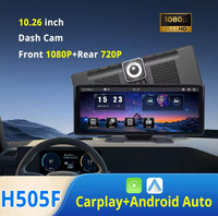 Caméra de recul H505F avec écran tactile HD 10,26 pouces, CarPlay et Android sans fil, et DVR, garantie 1 an