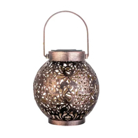 Lanterne solaire de jardin suspendue en métal, globe décoratif, lampe LED blanc chaud, boules lumineuses en filigrane pour cour, patio, arbre