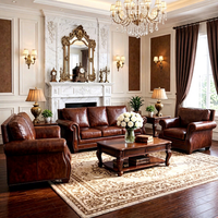 Ensemble de canapés capitonnés en cuir véritable de luxe, meubles modernes pour salon avec chaise longue, table basse et table d'appoint