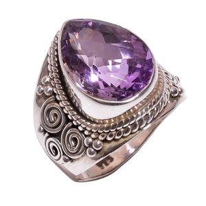 ธรรมชาติสีม่วงแหวนอเมทิส925เงินสเตอร์ลิงผู้หญิงเครื่องประดับแฟชั่นที่กำหนดเองขายส่งช่างฝีมือผู้ผลิตเครื่องประดับ - Product Image 1