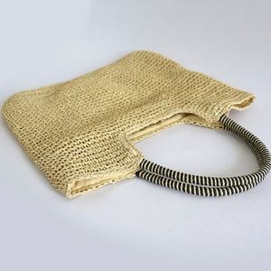 Mini Bolso de Compras Mexicano Samoano, Estera Tejida de Paja, Diseño <span class=keywords><strong>Pergamino</strong></span>, Carteras de Paja Tejida, Terciopelo Vintage - Product Image 4