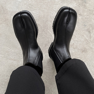 Bottes Chelsea en cuir à bout fendu style britannique pour hommes et femmes, modèle Open Edge Horseshoe, idéales pour l'automne - Product Image 4