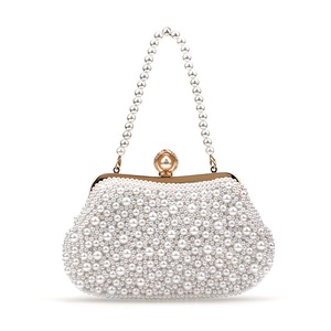 Bolso <span class=keywords><strong>de</strong></span> mano tipo clutch con cierre <span class=keywords><strong>de</strong></span> perlas para mujer, mini bolso <span class=keywords><strong>de</strong></span> noche rígido con cadena <span class=keywords><strong>de</strong></span> perlas - Product Image 2