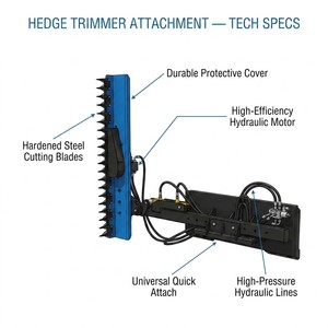 Accessoire de taille-haies hydraulique pour <span class=keywords><strong>mini</strong></span>-chargeuse, taille-arbres et arbustes pour l'aménagement paysager et les vergers, fixation rapide universelle - Product Image 6