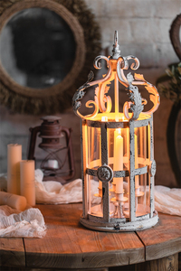 Farol Decorativo Antiguo <span class=keywords><strong>de</strong></span> <span class=keywords><strong>Hierro</strong></span> <span class=keywords><strong>Fundido</strong></span> y Vidrio <span class=keywords><strong>para</strong></span> <span class=keywords><strong>Exteriores</strong></span>, Farol Colgante <span class=keywords><strong>de</strong></span> Metal <span class=keywords><strong>para</strong></span> Velas, Farol <span class=keywords><strong>de</strong></span> Ramadán - Product Image 3