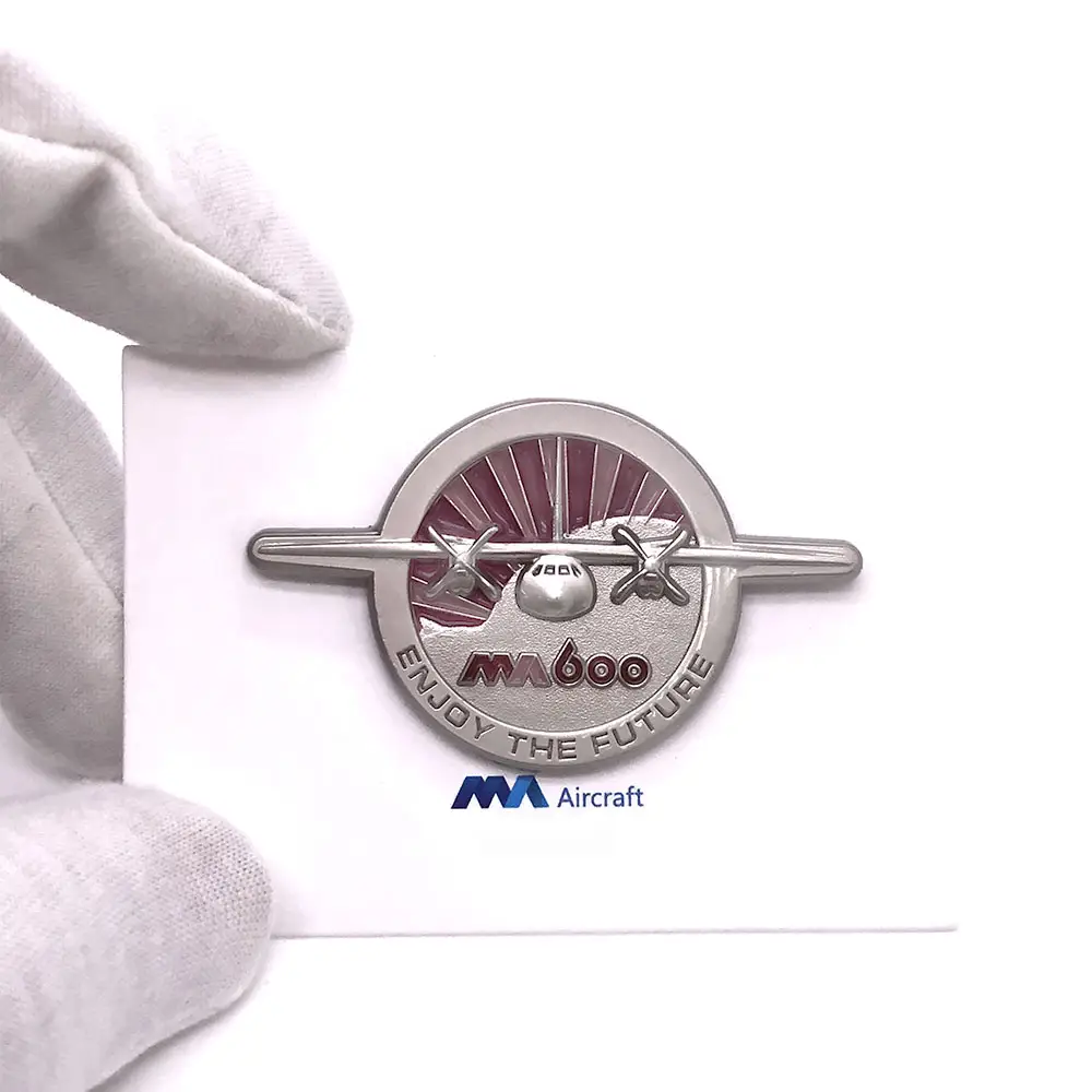 Factory wholesale airplane badges design logo soft enamel custom 3d metal aircraft lapel pin enamel badge