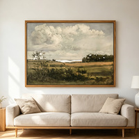 SEQIAO Tableau mural vintage encadré en toile - Paysage sauvage et paysage de ferme avec cadre en bois pour décoration de salon, chambre et bureau
