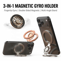 Support de téléphone magnétique double axe triple pliable réglable pour bureau compatible avec anneau de maintien et béquille