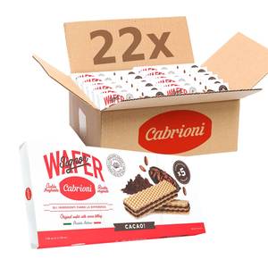 Wholesale Cabrioni Italian Brand <b>Sweet</b> Crispy Cocoa Wafers Waffle-Filled Chocolate Cream <b>Box</b> 22 Pcs 225 Gr - Product Image 1