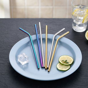 Modern Metal <b>Drinking</b> <b>Straws</b> Set of 5 Reusable Cocktail <b>Straws</b> in Blue Purple Gold Silver Colors <b>for</b> Bar Accessories - Product Image 4