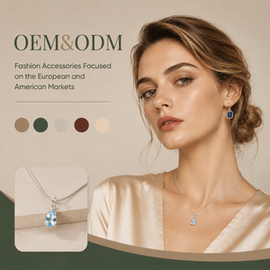 สร้อยคอจี้รูปหยดน้ำสีฟ้าอ่อนชุบเงินแบบ OEM ODM ขายส่ง พร้อมสายสร้อยแบบงูสี่ง่าม สำหรับผู้หญิง - Product Image 1