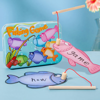 Jeu de pêche Montessori pour bébés avec cartes flash en fer, jeux de dessin, jouets éducatifs pour l'apprentissage de l'alphabet anglais et jouets cognitifs pour enfants