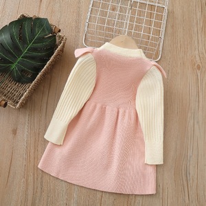 Nuovo autunno inverno 2025 stile fiocco <span class=keywords><strong>a</strong></span> <span class=keywords><strong>maglia</strong></span> abito lungo per bambine abito di lana e maglione per bambini - Product Image 3